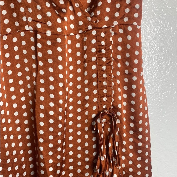 Glamaker Polka Dot Brown Wrap Dress Size L - Picture 5 of 12